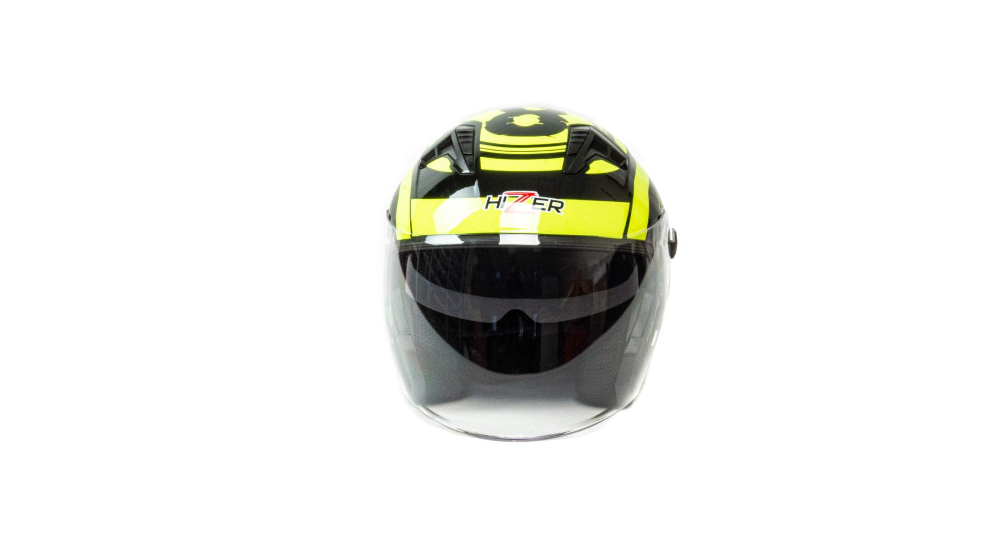 Шлем мото открытый HIZER J228 №1 (XL) black/neon yellow
