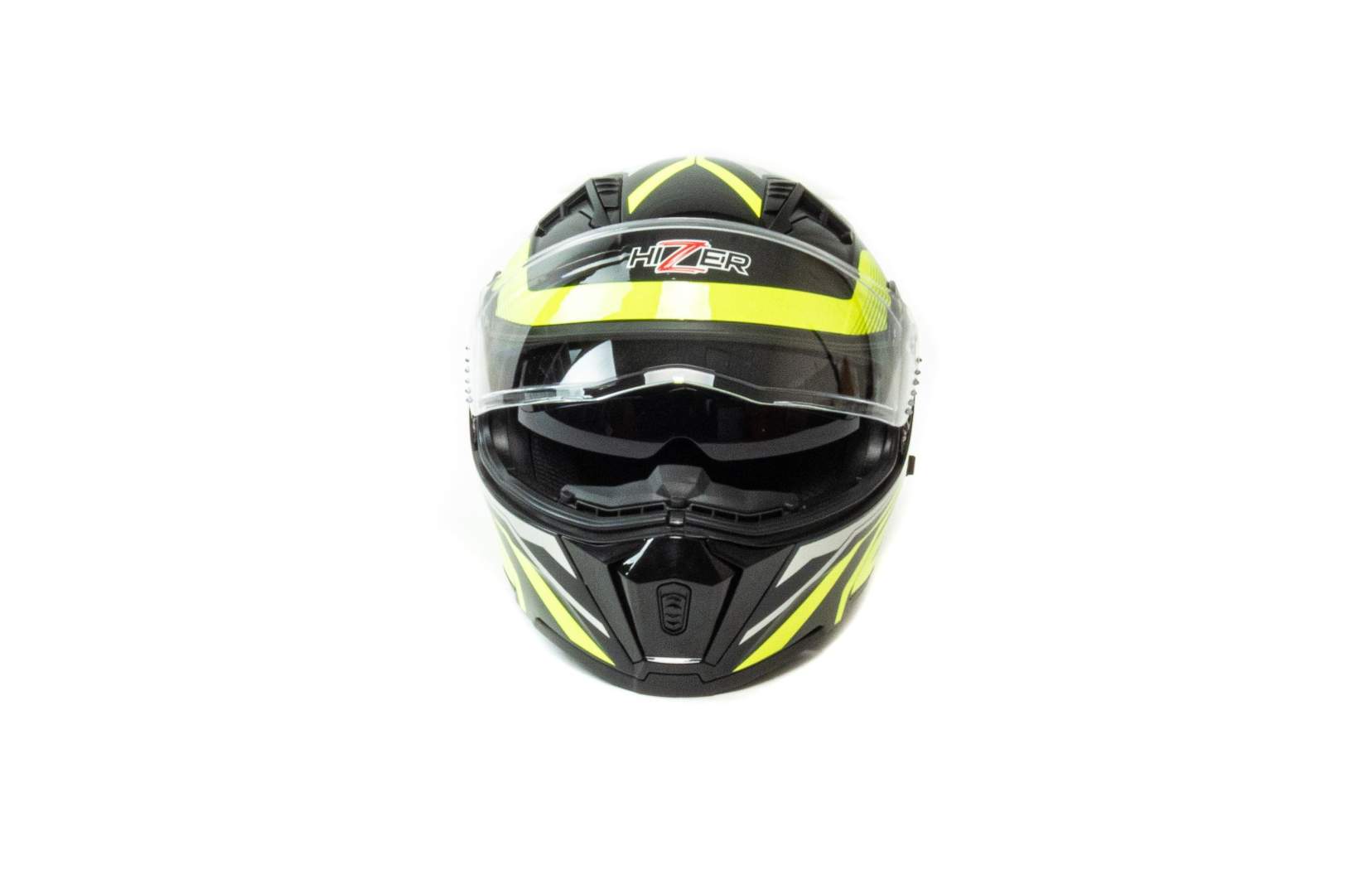 Шлем мото модуляр HIZER J5906 №1 (M) black/neon yellow (2 визора)