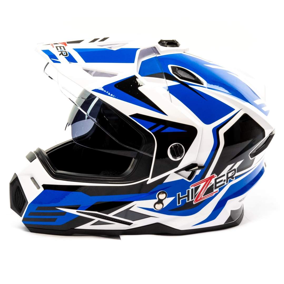 Шлем мото мотард HIZER J6802 №6 (L) white/blue (2 визора)