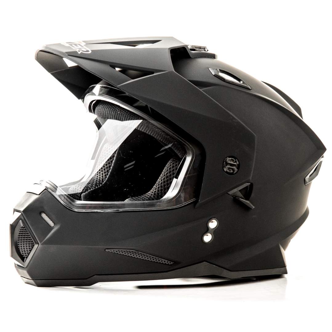 Шлем мото мотард HIZER J6802 №3 (XL) matt black (2 визора)